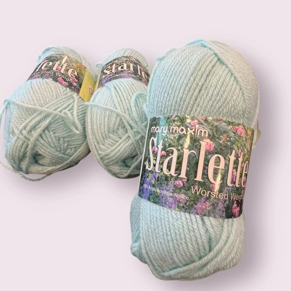 Lot Of 4 Mary Maxim Yarn SOFT AQUA WORSTED WEIGHT - 4 Green Blue #670 NEW - Image 2 of 4