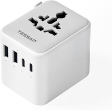 Universal Travel Plug Adaptor International AC Plug with 2 USB A 2 USB C Ports