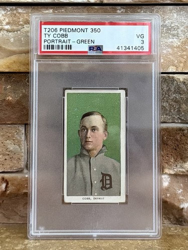 1909-11 T206 Piedmont 350 Ty Cobb Portrait Green Back PSA 3