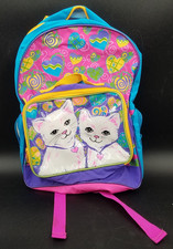 Mochila Lisa Frank Niños Vintage Años 90 Tiempo de Juego Gatitos Gemelos Gatos 38" Largo