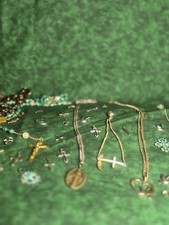 Huge Lot of Cross Necklaces, Pendants, Rosaries, Charms, 22k, sterling, hge. 