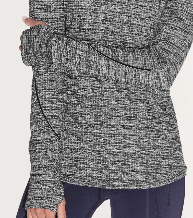 Top manga larga LULULEMON Extra Mile RUNNING LUON RINGSPUN DENIM negro/blanco 4 Foto 2 de 4