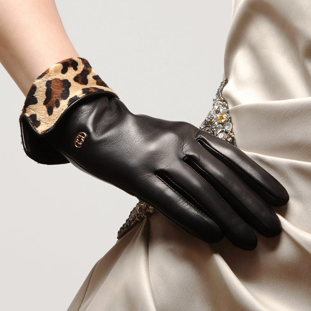 Ladies Womens Genuine Nappa Leather Dress Classic Gloves Black On Sale #L127NC