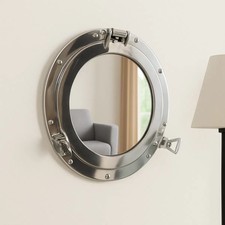 Silver Metal Porthole Mirror Industrial wall decor bathroom vintage