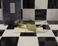 Gucci GG1804S 002 Gold GG Pattern Lens Sunglasses Ships Today