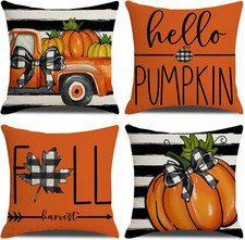 Fall Decorations for Home, Fall Pillow Covers 18x18 Set of 4, Thanksgiving Decor