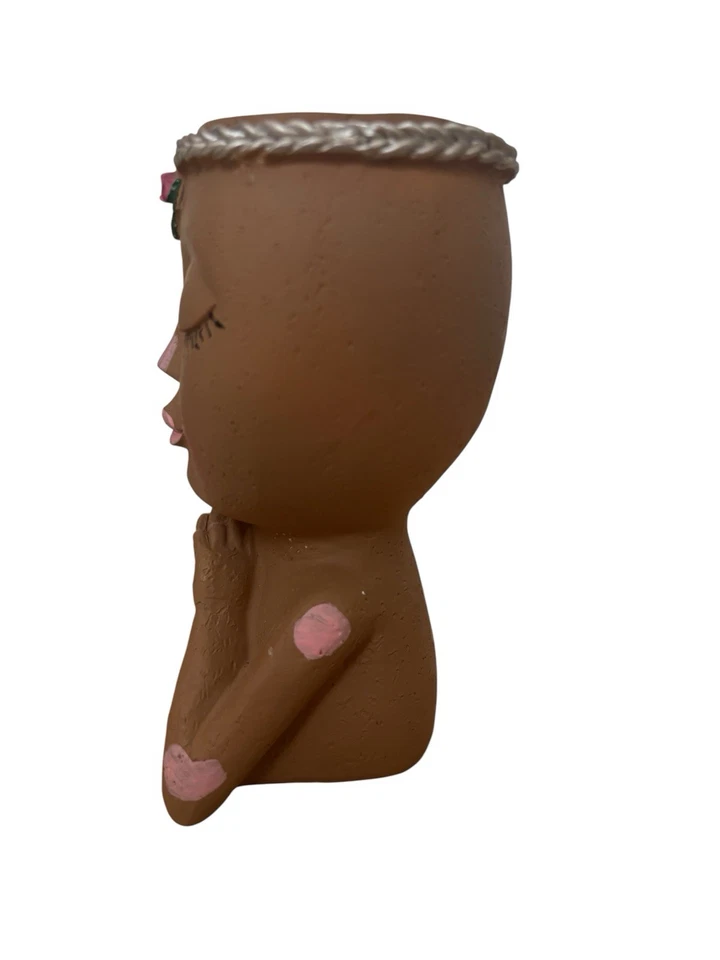 Girls Face Flower Planter Pot Human Face Head Creative Flower Planter Room Decor - Image 4 of 4