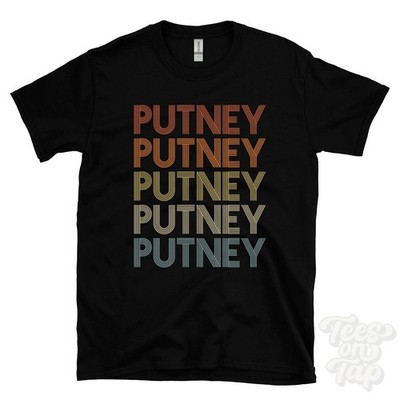 PUTNEY WIEDERHOLTES RETRO-STIL T-SHIRT Herren & Damen UK Ortsname Geschenk