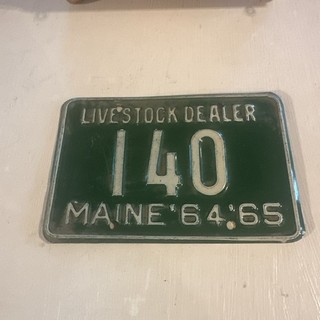 LICENSE PLATE Maine livestock dealer 1964 65 #140 3 Digit