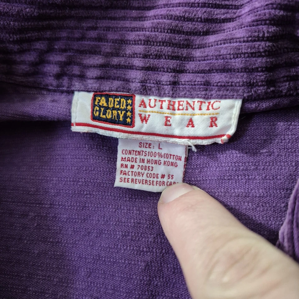 Винтажный выцветший славы вельветовая куртка женщин большой фиолетовый полный молнии Boxy 90-х карман Y2K - Изображение 4 из 4