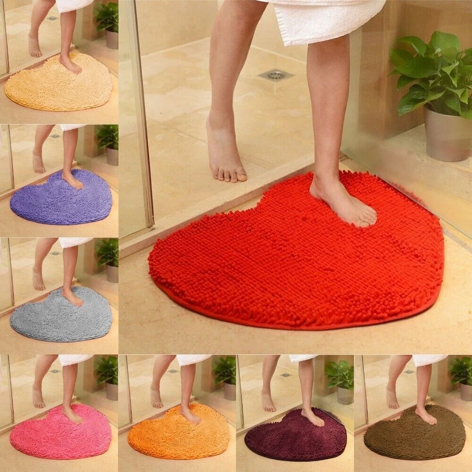 NEU Heim Flauschig Liebe Herz Form Rutschfest Bad Matten Dusche Teppiche - Bild 3 von 4