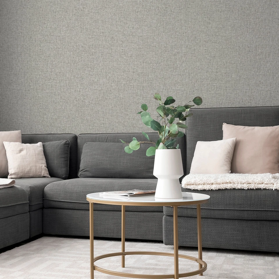 Texturizado Tela de Lino Papel Pintado 676007 Gris Arthouse Decoración de Pared - Imagen 3 de 4