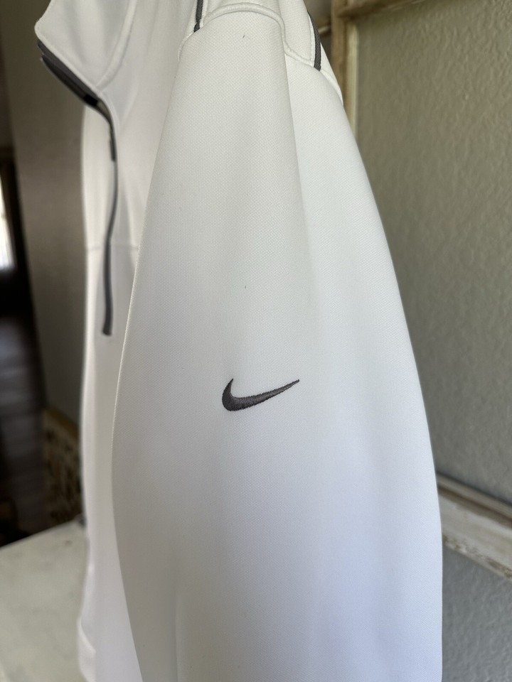 Nike Golf 1/4 Zip Mens XL Tour Performance ThermaFit White Gray