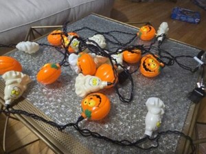 EU Halloween Blow Mold Pumpkin Ghost String Lights Set of 20 Made In China