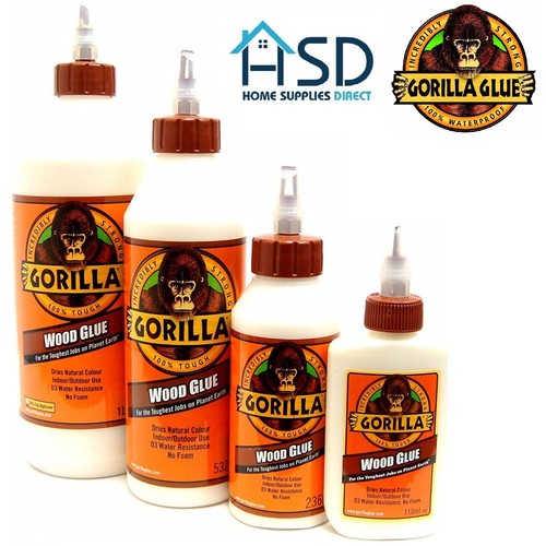 Gorilla Wood Glue Water Resistant PVA Strong Fast Bond Non Foaming