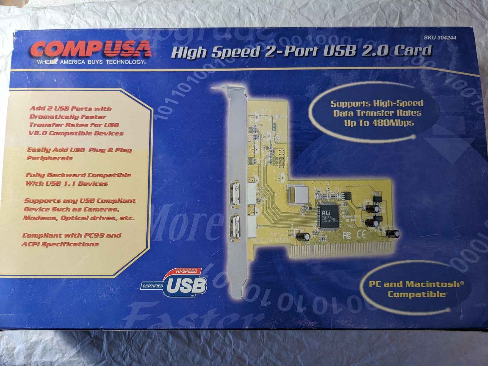 CompUSA High Speed 2-port USB 2.0 Card Backward Compatible PC + Mac (33)