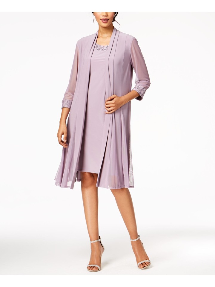 R&M RICHARDS Womens Purple Open Front 3/4 Sleeve Party Blazer Jacket 16