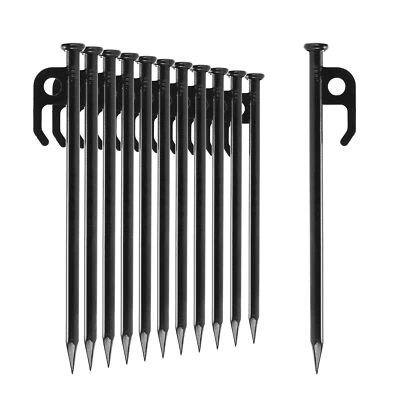 COM-FOUR® 12x Zelt-Heringe aus Stahl - Lange und robuste Erdnägel für Camping - 20 cm