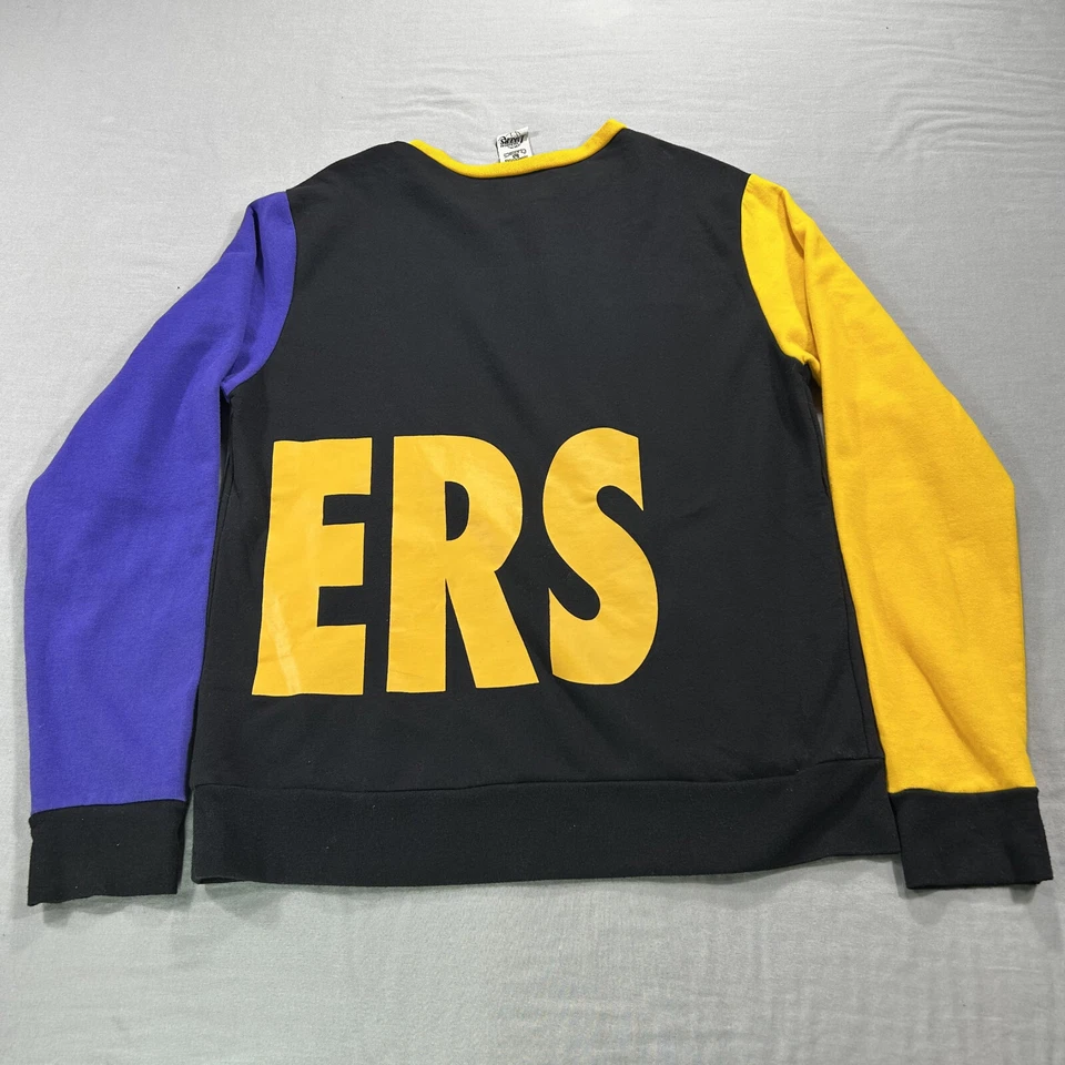 Свитер взрослый LA Los Angeles Lakers большой цветной блок из твердой древесины классика ретро мужской - Изображение 2 из 4