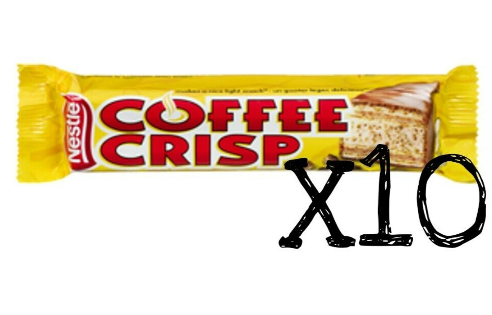10 Coffee Crisp Chocolate Bars Full Size 50g Each NESTLE Can