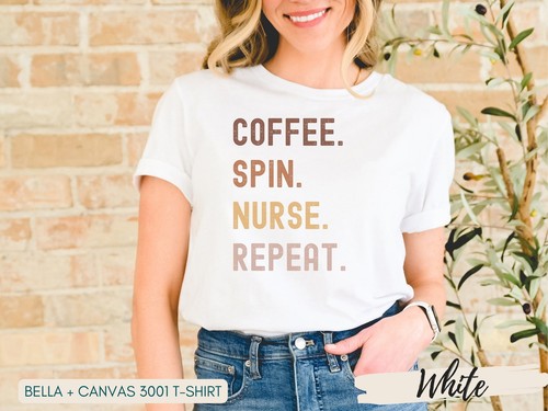Coffee Spin Nurse Repeat Shirt - Grunge Fonted Retro Colors, Short Long Sweatshi - Picture 7 of 19
