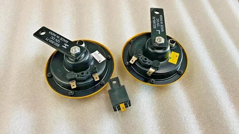 Kit de bocina doble HELLA H31000001 Sharptone 12V, tono alto/bajo, parrilla amarilla, relé Foto 3 de 3