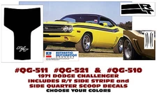 QG-511 QG-521 QG-510 1971 DODGE CHALLENGER R/T SIDE & VENT STRIPE - HOOD DECAL