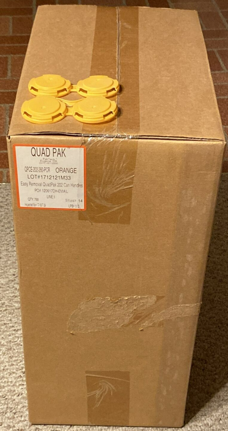 PakTech Quad Pak Plastic Ring Can Carrier Easy Removal Orange 4 Pack