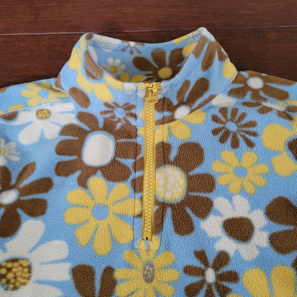 Pullover Life is Good Girls Retro Floral Estampado Años 70 1/4 Cremallera Polar Talla Grande/10 Foto 2 de 4