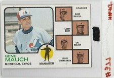 1973 TOPPS #377 GENE MAUCH EXPOS TOPPS VAULT BLANK BACK PROOF ERROR RARE