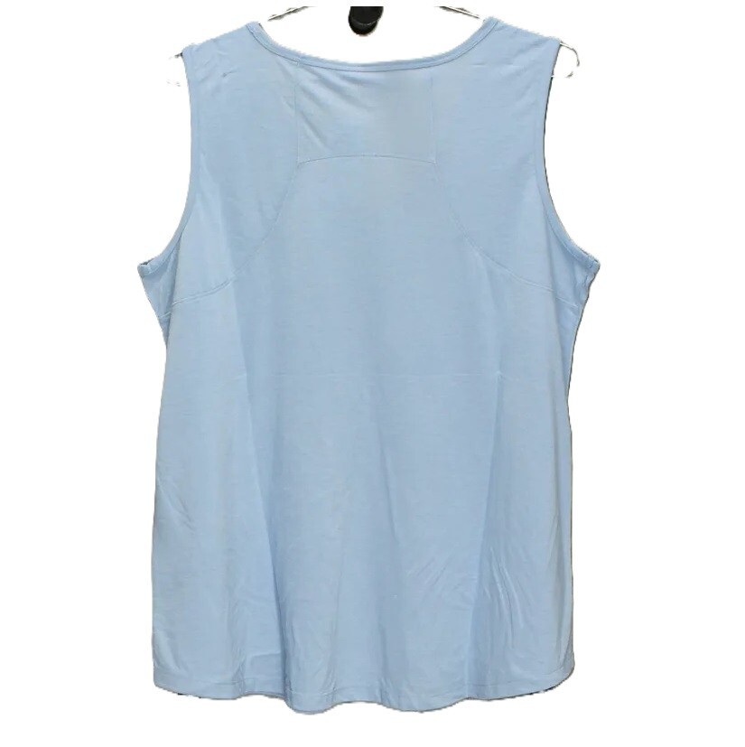 Style & Co Women Medium Blue Sunshine Palms V Neck Tank Top NWT DG72