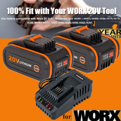 1-2 Stück für Worx 20 V MAX 5,0Ah Akku WA3551.1, WA3572, WA3553, WX390, WX176