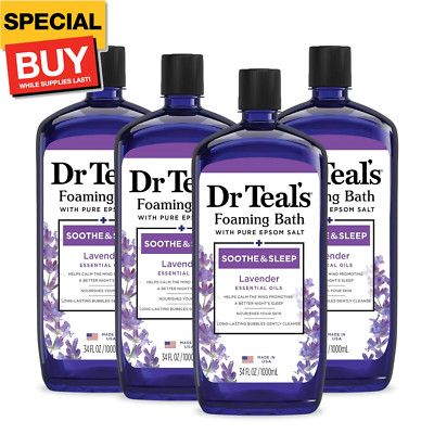 Foaming Bath with Pure Epsom Salt, Soothe & Sleep with Lavender, 34 fl oz (Pack 