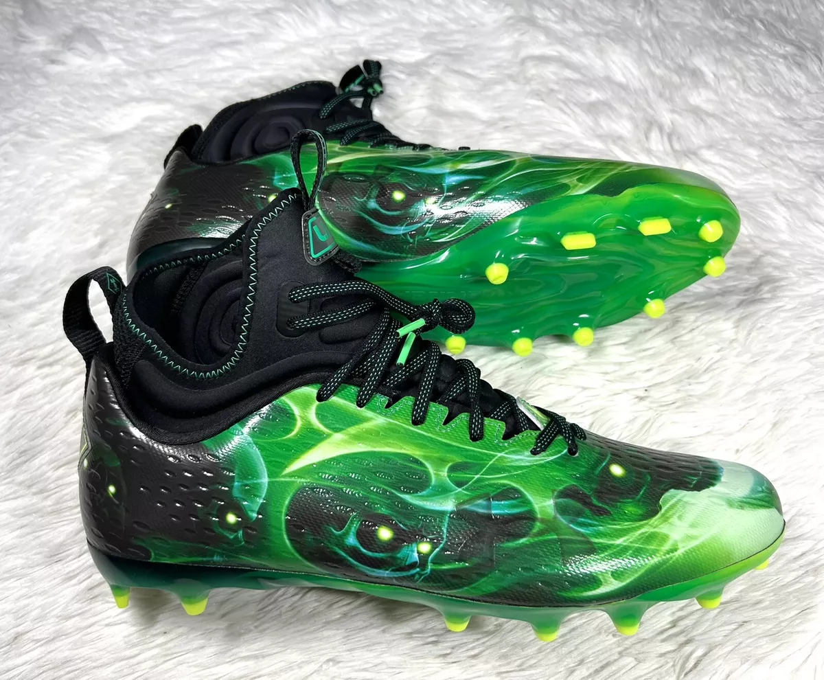 Under Armour UA Spotlight Lux MC LE Slime Football Cleats Black Green Skull  sz 8