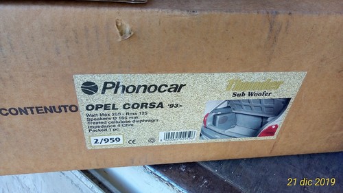 OPEL CORSA 93-->SUBWOOFER TRUNK TRUNK PHONOCAR THUNDER 250W - Picture 2 of 3