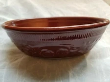 Taylor Smith & Taylor TST Open OVAL Individual Casserole BROWN  Embossed 