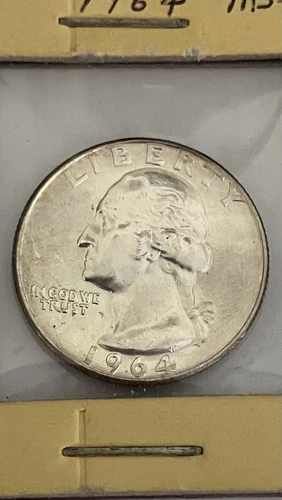 1964 Washington Quarter US 25 Cents Silver Coin Brilliant Uncirculated