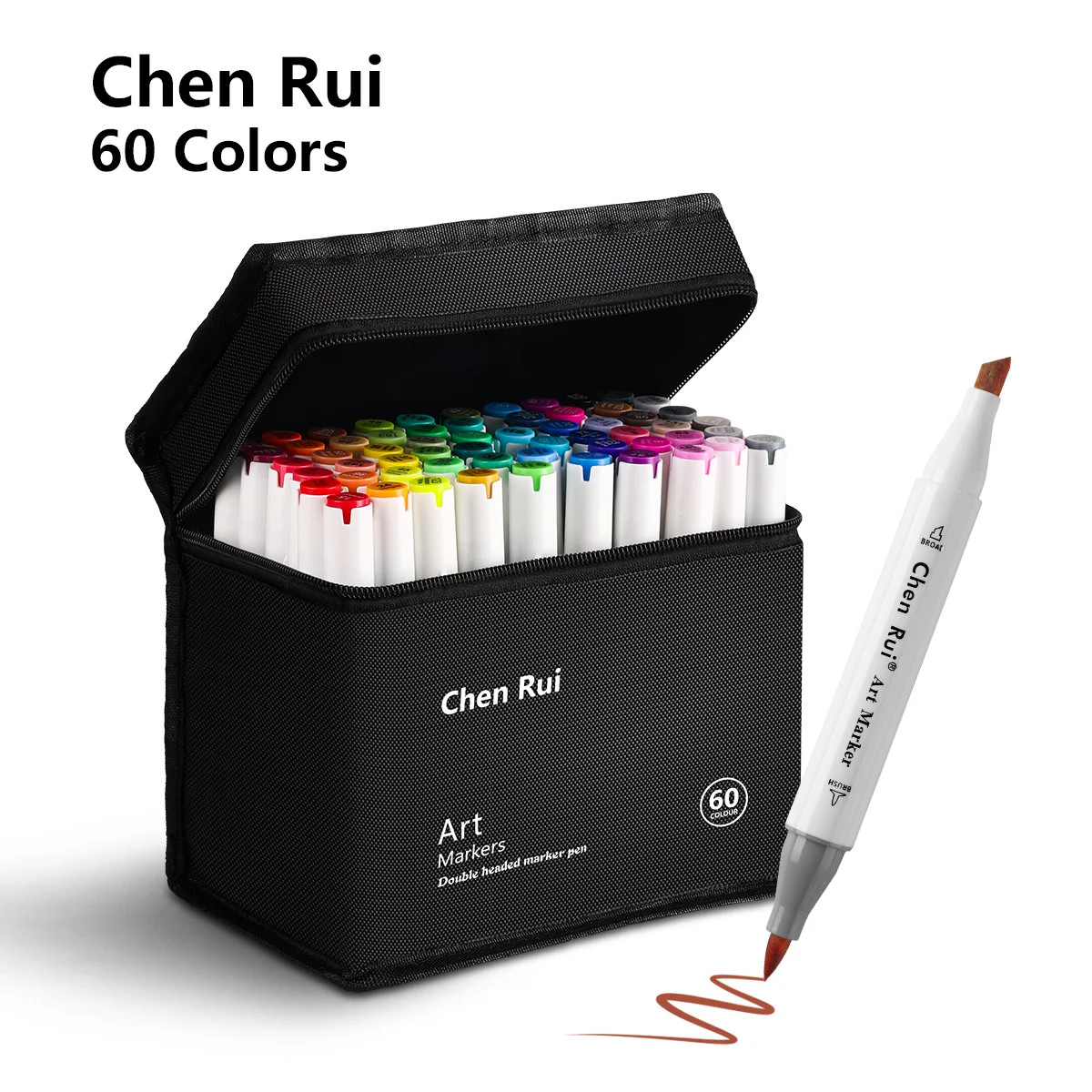 Sketch Pens Brush & Chisel Permanent Marker Pens With Base