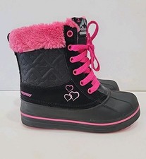 Skechers Insulated Girl's 2 Shoes Pink Sparkle Leather Waterproof Winter Boot