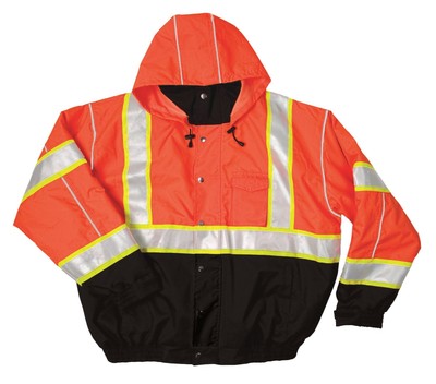 ML Kishigo - JS120-M - KISHIGO Jacket: U, ANSI Class 3, M, Black/Orange, Zipper