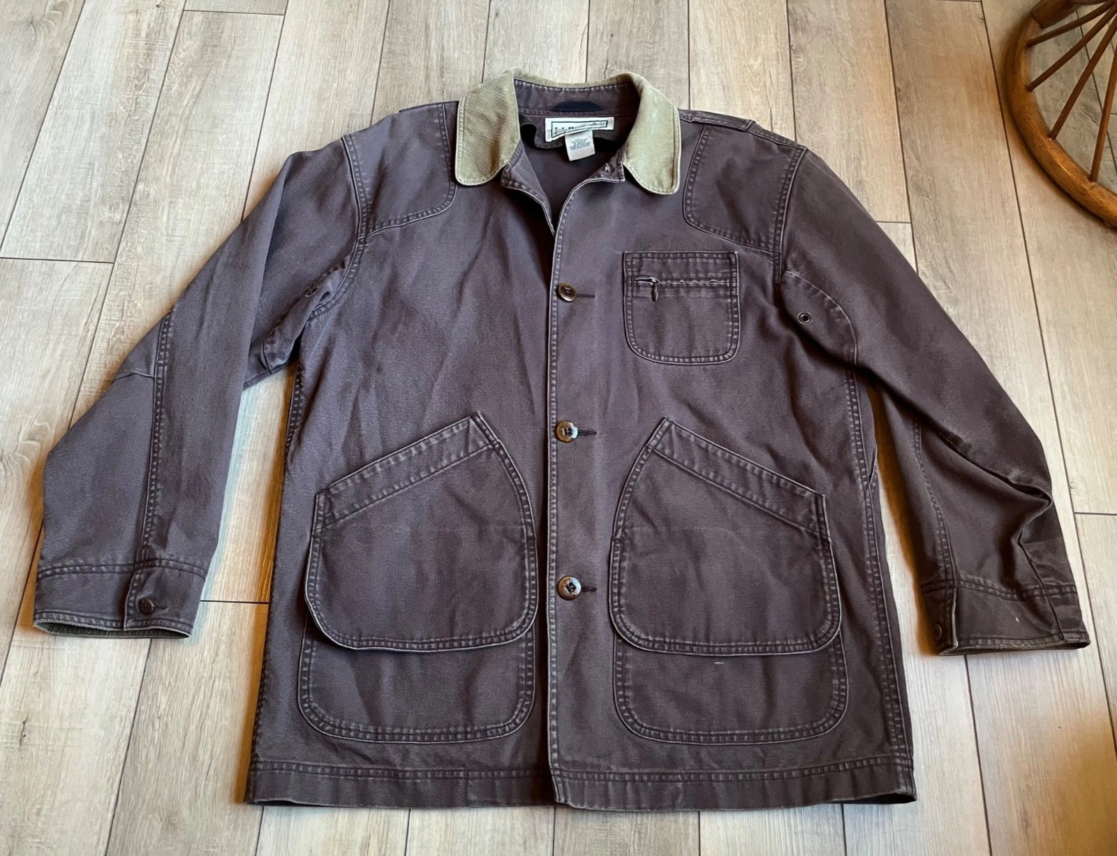 VTG LL Bean Canvas Barn Chore Coat Jacket Workwear Mens Medium OJV93 Brown *READ - product detail image 1