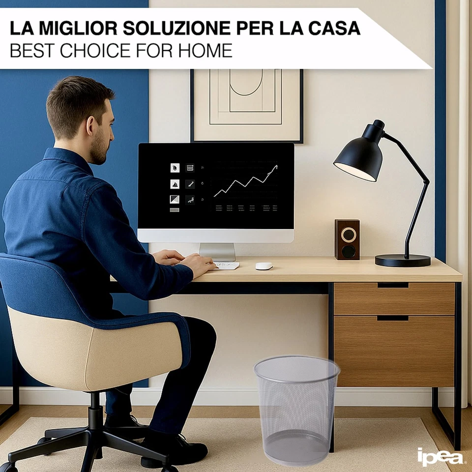 IPEA Cestino per la Carta in Rete Metallica 26 X 23 cm Cestino Getta Carta - Immagine 2 di 4