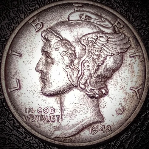 1943 Mercury Dime - AU - 90% Silver Winged Liberty 10C