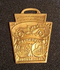 Antique 1928 Pennsylvania Fireman’s Association Medal Watch Fob Meyersdale