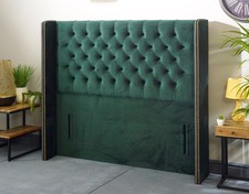 New Chesterfield Winged Floor Standing Upholstered Bed Headboard 54