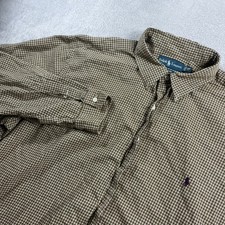 Ralph Lauren Mens 2XB Big Classic Fit Brown Plaid Check Button Down Shirt L/S