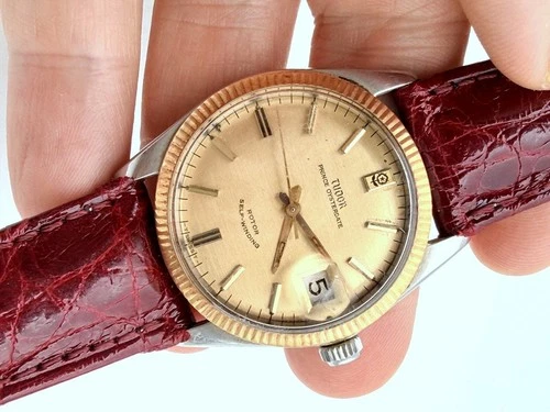 1966 Rolex Tudor Prince Oysterdate 14K Solid Gold Bezel Automatic Two Tone RUNS