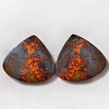 76 Cts Natural Seam Agate Drilled Match Pair Cabochon Gemstone 30.9 X 34 MM