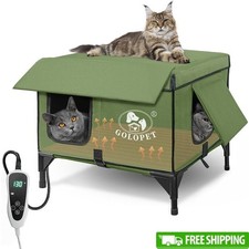 Heated Cat House W/ Intelligent Thermostat Waterproof Warm Shelter Outdoor Cats