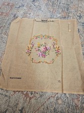 Vintage Needlepoint Canvas Margot De Paris Large France Floral Flower Wreath